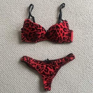Animal print bra and thong set